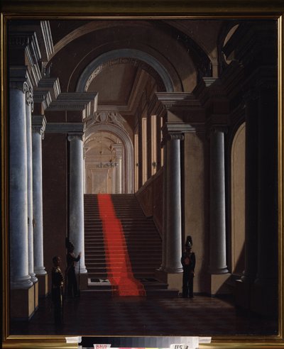 De trap van het Anichkov-paleis in Sint-Petersburg door Sergey Konstantinovich Zaryanko