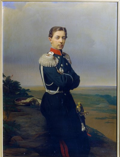 Portret van grootvorst (tsarevich) Nicolas Alexandrovich van Rusland door Sergey Konstantinovich Zaryanko
