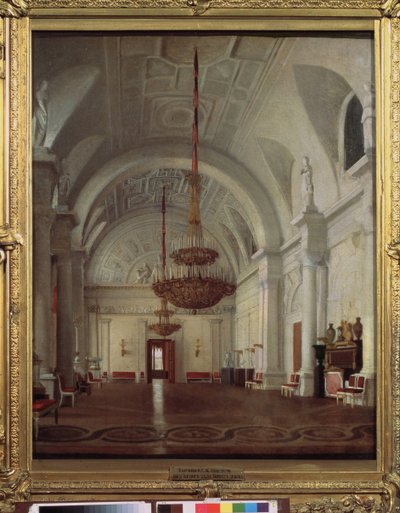 Zicht op de witte hal van het Winterpaleis in Sint-Petersburg door Sergey Konstantinovich Zaryanko