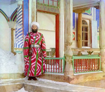 Een minister van het Emiraat van Buchara in formele kleding, ca. 1910 (foto) door Sergey Prokudin Gorsky
