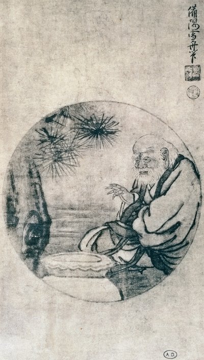 Portret van Lao-Tzu, Chinese filosoof uit de 6e eeuw v.Chr., tekening door Sesshu Toyo (1420-1506), Japanse beschaving, Muromachi periode door Sesshû Tôyô