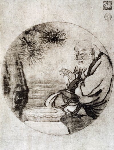 Portret van Lao-Tzu, Chinese filosoof uit de 6e eeuw v.Chr., tekening door Sesshu Toyo (1420-1506), Japanse beschaving, Muromachi periode door Sesshû Tôyô