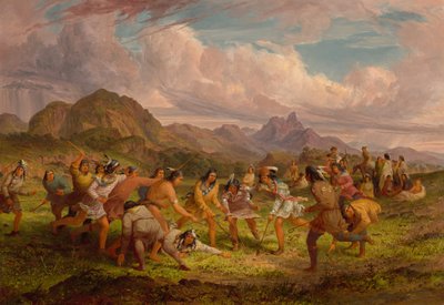Balspel onder de Sioux-indianen door Seth Eastman