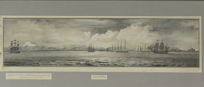 Kust van Peru: De Andes, Huizendaken van Lima, Callao, Forten van Callao, vanaf het dek van de Pruisische bark Rosamunde door Seth Jr. Cole