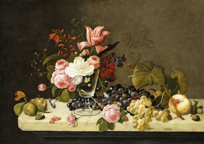 Bloemen en fruit door Severin Roesen