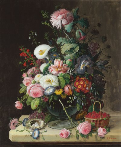 Stilleven, vaas met bloemen door Severin Roesen