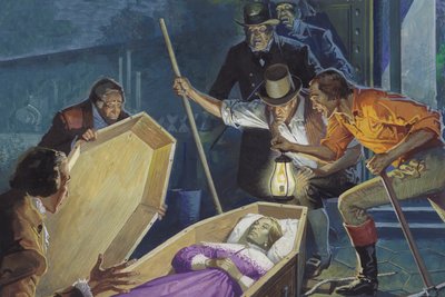 Burke en Hare, Grafrovers en moordenaars (gouache op papier) door Severino Baraldi