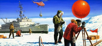 Dr Vivian Fuchs voert wetenschappelijke experimenten uit op Antarctica door Severino Baraldi