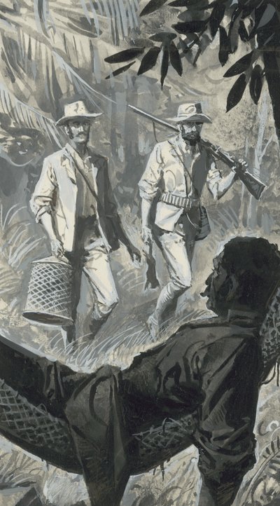 Henry Walter Bates en Alfred Russel Wallace (gouache op papier) door Severino Baraldi