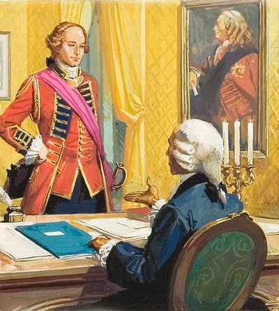 James Wolfe wordt benoemd door de Britse premier William Pitt door Severino Baraldi