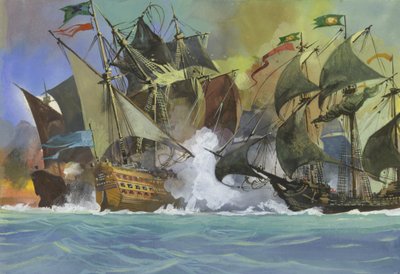Ongeïdentificeerde zeeslag door Severino Baraldi