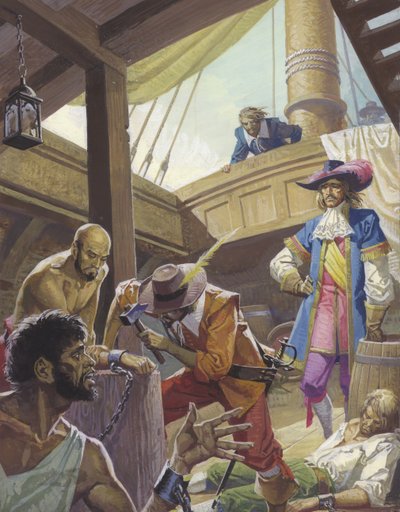 William Dampier laat muiters in de boeien slaan door Severino Baraldi