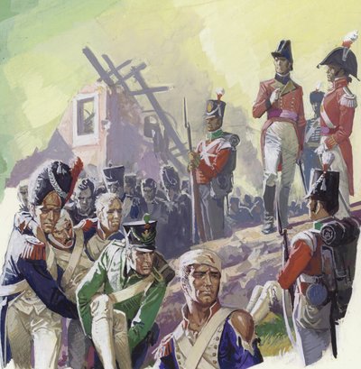 Gewonde soldaten na de slag bij Waterloo door Severino Baraldi