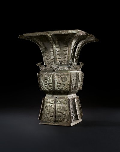 Rituele wijnvaat, Fangzun door Shang Dynasty Chinese School