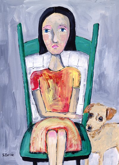 Het melancholische meisje en de trouwe hond door Sharyn Bursic