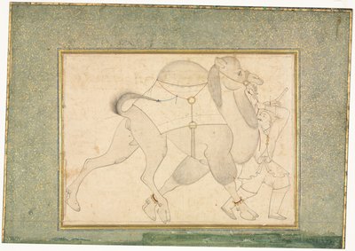 Kameel en Knecht, Enkele Pagina Illustratie, ca. 1545-1576 door Shaykh Muhammad