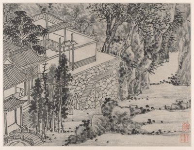 Twaalf Zichten op de Tijgerheuvel, Suzhou: Het Verlichte Steenverblijf door Shen Zhou