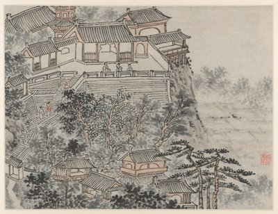 Twaalf Zichten van Tiger Hill, Suzhou: Het Terras van de Vijf Wijzen, na 1490 door Shen Zhou