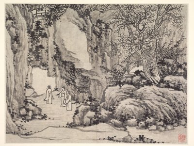 Twaalf Zichten op de Tijgerheuvel, Suzhou: De Zwaardbron, Tijgerheuvel door Shen Zhou