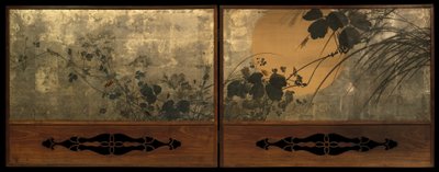 Herfstgrassen in maanlicht door Shibata Zeshin