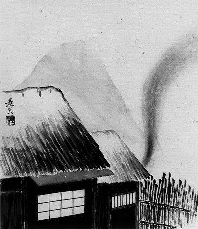Cottage en Bergen, 19e eeuw door Shibata Zeshin