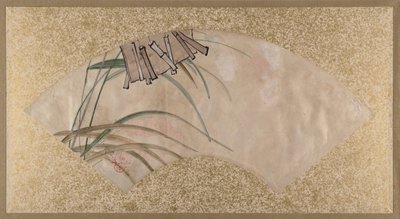 Roze en witte bloemen en bladeren, klappers door Shibata Zeshin