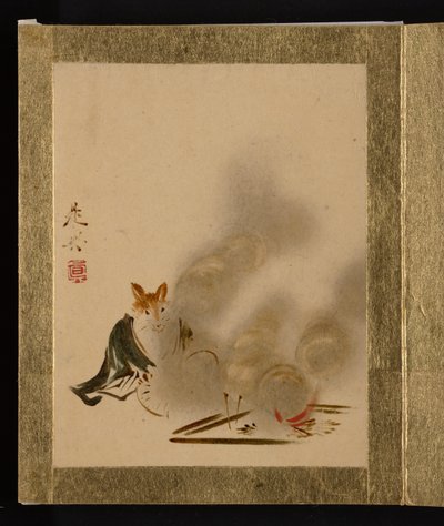 Fuchs am mystischen Feuer door Shibata Zeshin