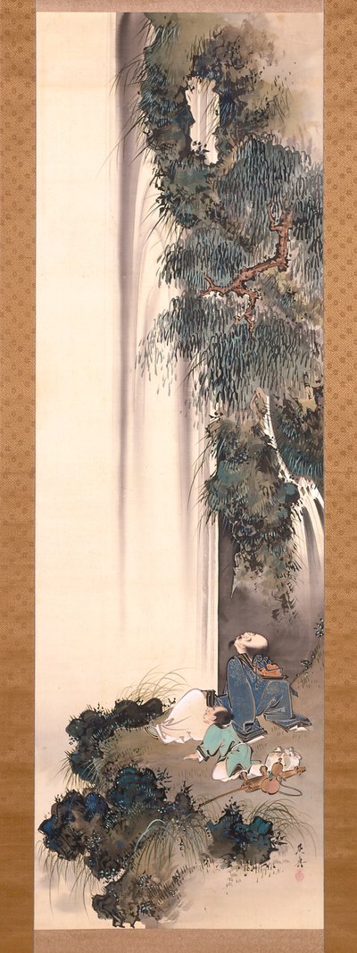 Li Bai die naar een Waterval Staart door Shibata Zeshin