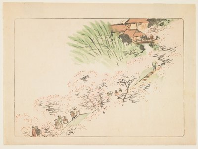 Kersenbloesems in de bergen door Shibata Zeshin