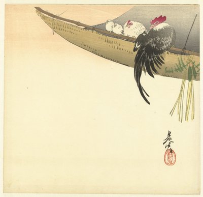 Nieuwjaarsdag in het jaar van de haan door Shibata Zeshin