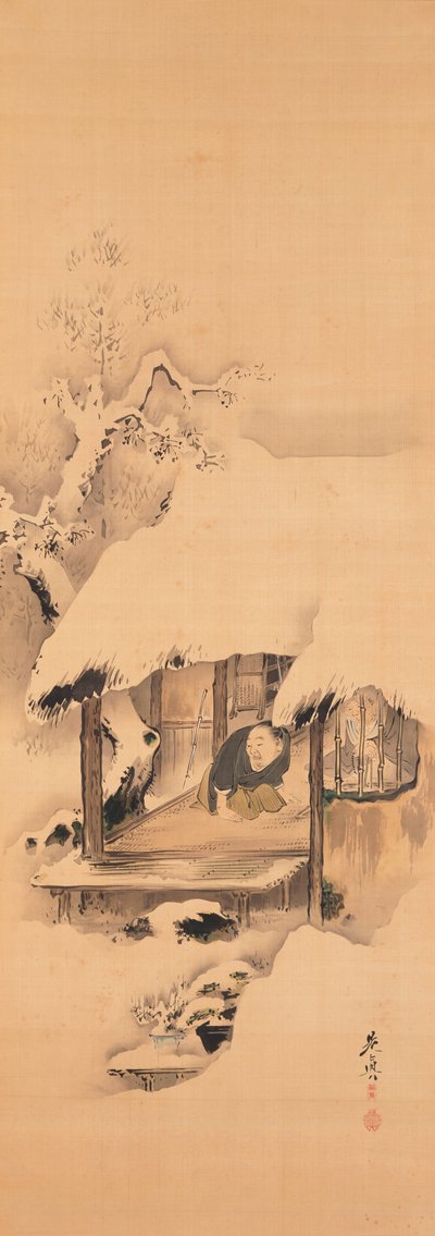 Nō-spel Hachinoki, twee van drie door Shibata Zeshin