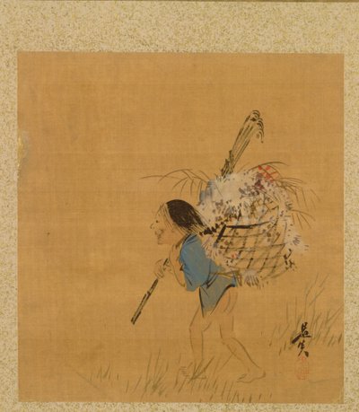 Boer met Mand uit Album van Schilderijen door de Eerwaarde Zeshin door Shibata Zeshin