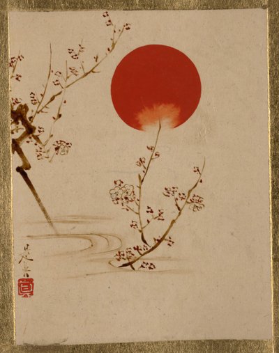 Zon en pruimentakken door Shibata Zeshin