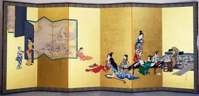 De Vier Elegante Tijdverdrijven - Muziek, het Spel van Go door Shibata Zeshin