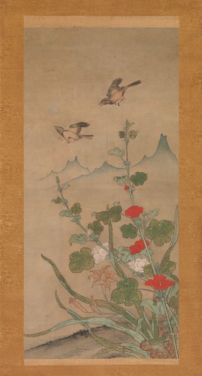 Vogels en bloemen van zomer en herfst door Shikibu Terutada