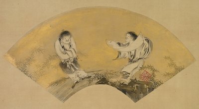 Hanshan en Shide (Kanzan en Jittoku), midden 1500s door Shikibu Terutada