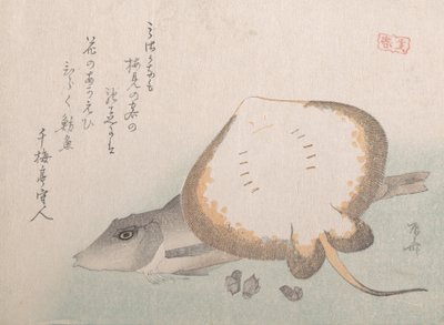 Pijlstaartrog en knorhaan, waarschijnlijk 1815 door Shinsai