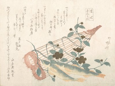 Zoete vissen van de Nagara-rivier, met manden en bloemen door Shinsai