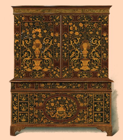 Kabinetpers ingelegd met marqueterie, 1905 door Shirley Charles Llewellyn Slocombe
