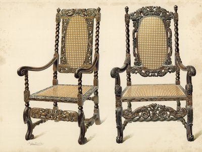 Stoel, eigendom van P Macquoid; Stoel, eigendom van Arthur S Cope door Shirley Charles Llewellyn Slocombe