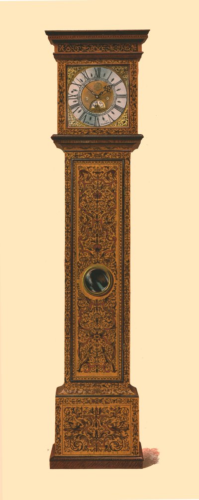 Klok ingelegd met donkere marqueterie, 1905 door Shirley Charles Llewellyn Slocombe