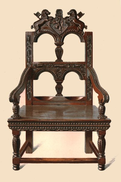 Eiken Cacqueteuse stoel, 1904 door Shirley Charles Llewellyn Slocombe