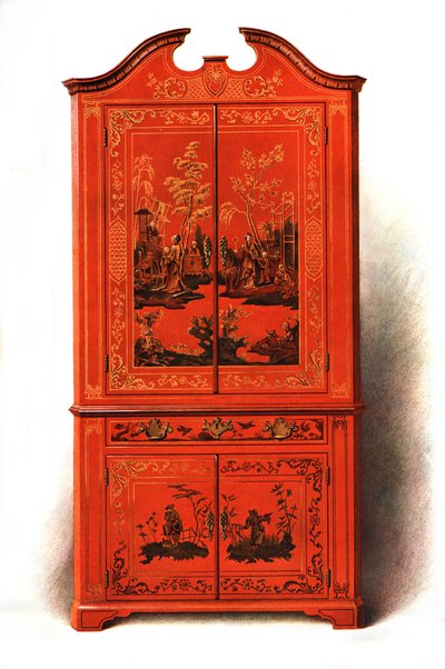 Rood lak kabinet door Shirley Charles Llewellyn Slocombe