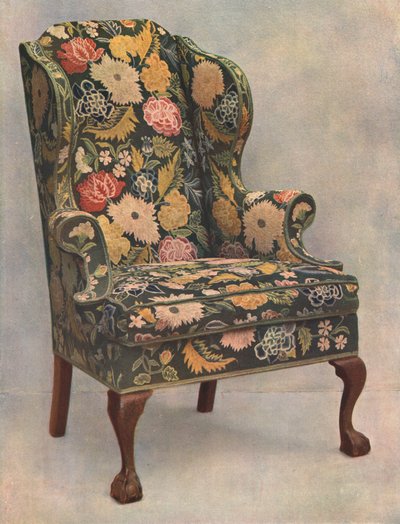Notenhouten stoel bedekt met borduurwerk, 1905 door Shirley Charles Llewellyn Slocombe
