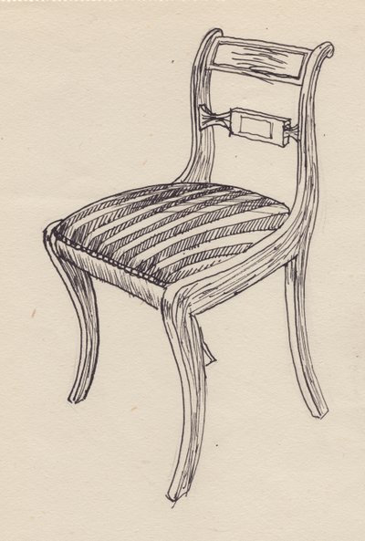 Stoel met gestreepte zitting, 1951 door Shirley Markham