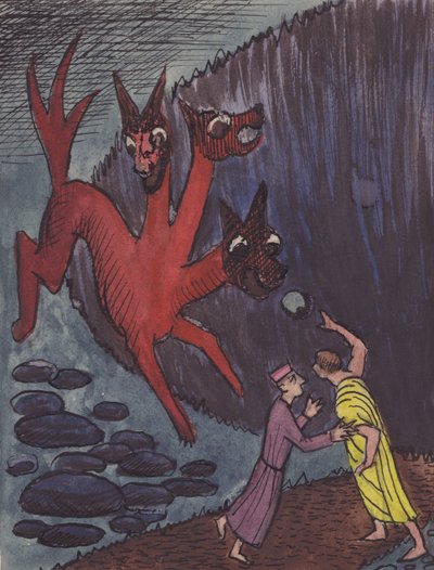 Dante en Vergilius met driehoofdige monster, 1951 door Shirley Markham