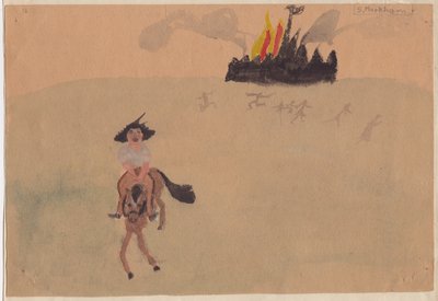 Meisje op Paard Vluchtend uit Brandend Fort door Shirley Markham