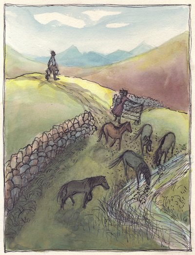 Paarden drinken, 1952 door Shirley Markham