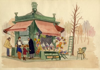 Kraampje dat speelgoed verkoopt, Parijs, Frankrijk, ca. 1951 door Shirley Markham