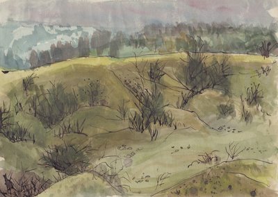 Landschap met struiken, Italië, ca. 1950 door Shirley Markham